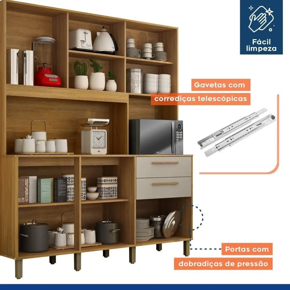 Armário 5 Portas Ripadas 2 Gavetas Diamante - Valdemoveis