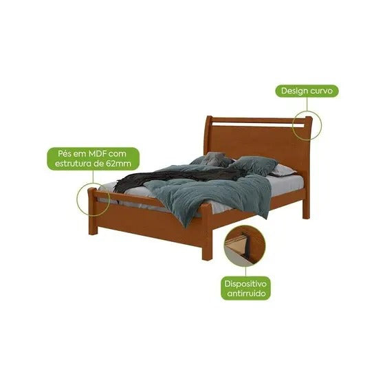 Cama Casal Reali 140 Amêndoa Clean - Lopas