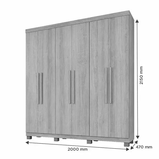 Guarda Roupa Casal 6 Portas 3 Gavetas Milão - Benetil Móveis