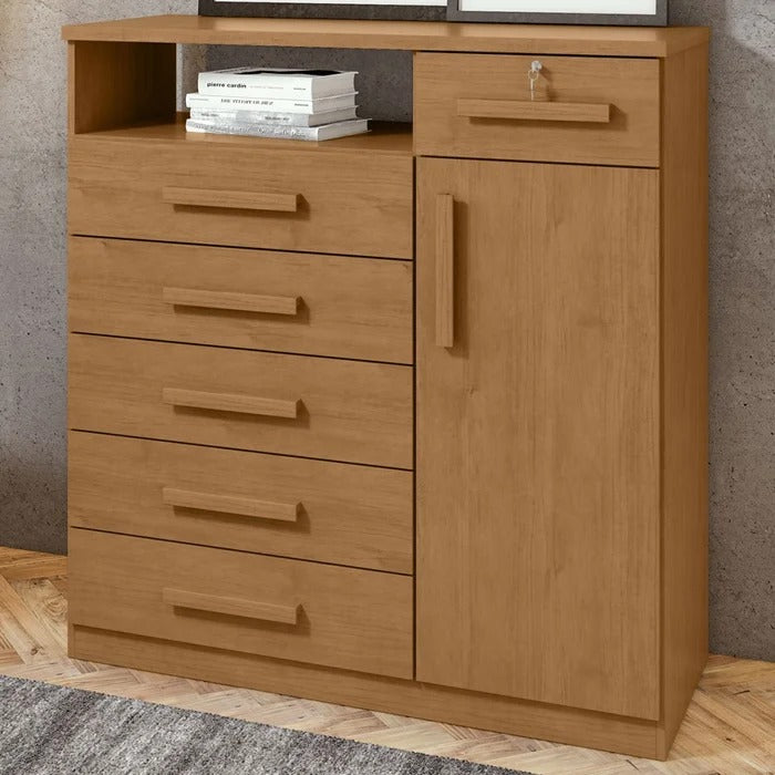 Cômoda 1 Porta 6 Gavetas 1 Nicho Da Vinci - Lopas