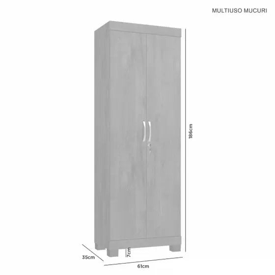 Armário Multiúso Mucuri 2 Portas 5 Prateleiras- Jcm