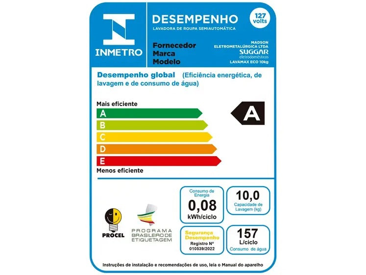 Tanquinho de Lavar Roupas Suggar 10kg
