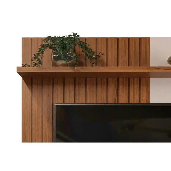 Home p/TV até 55 Polegadas Athenas c/ Prateleira Nichos e Rodapé - DJ Móveis