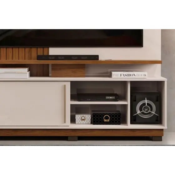Home p/TV até 55 Polegadas Athenas c/ Prateleira Nichos e Rodapé - DJ Móveis