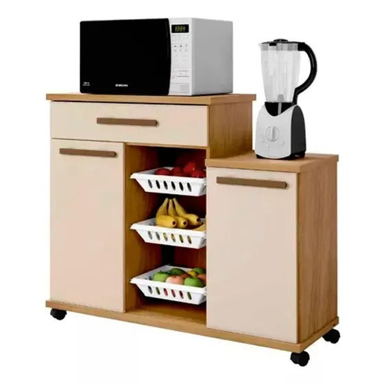 Armário Fruteira 2 Portas 3 Cestos 1 Gaveta Teresina Arte Móveis