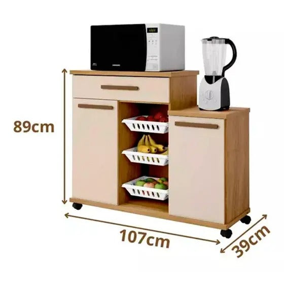 Armário Fruteira 2 Portas 3 Cestos 1 Gaveta Teresina Arte Móveis