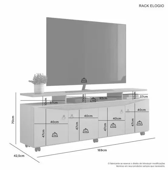 Rack Elogio Para Tv Até 65 - JCM Movelaria Off/Cinamomo