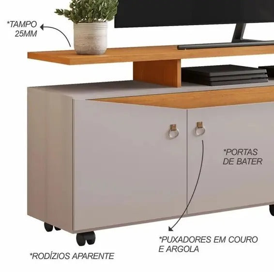 Rack Elogio Para Tv Até 65 - JCM Movelaria Off/Cinamomo