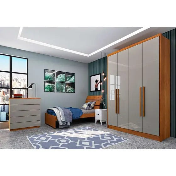 Guarda-Roupa Solteiro Dinamarca 4 PT 2 GV - Tcil