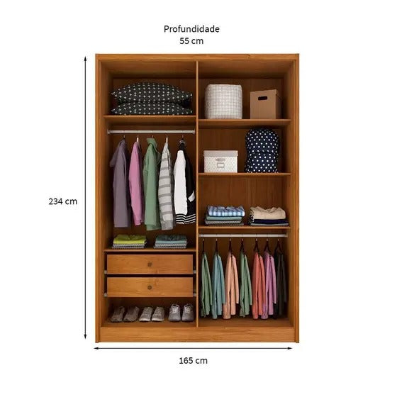 Guarda-Roupa Solteiro Dinamarca 4 PT 2 GV - Tcil