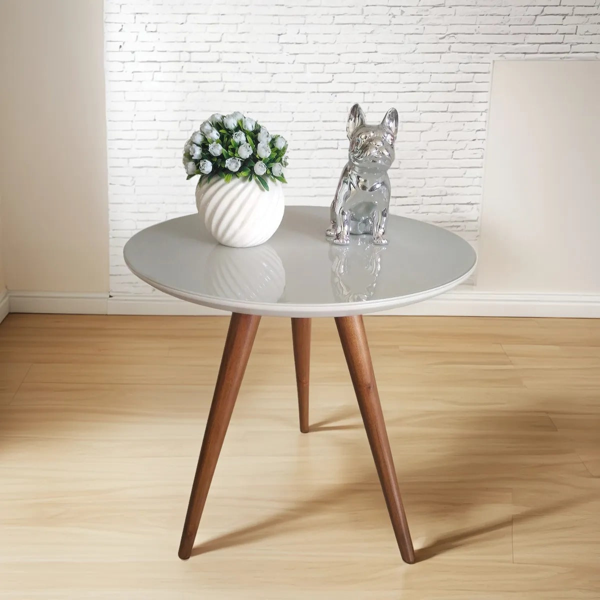 Mesa Pé Palito Laqueada Vidro Off