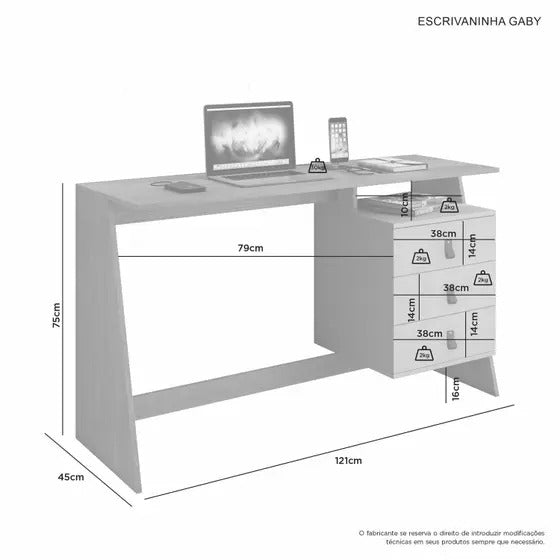 Escrivaninha Gaby Cinamomo/Off White - JCM Móveis