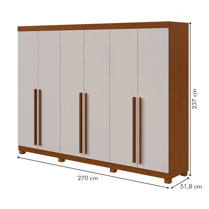 Guarda Roupa 6 Portas 4 Gavetas Bertha sem Espelho com Pés - Lopas