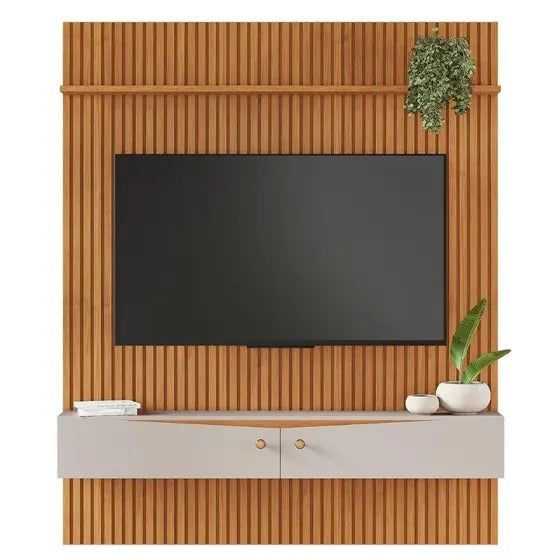 Painel para TV Ripado Riso com Nicho 65 Polegadas JCM Movelaria