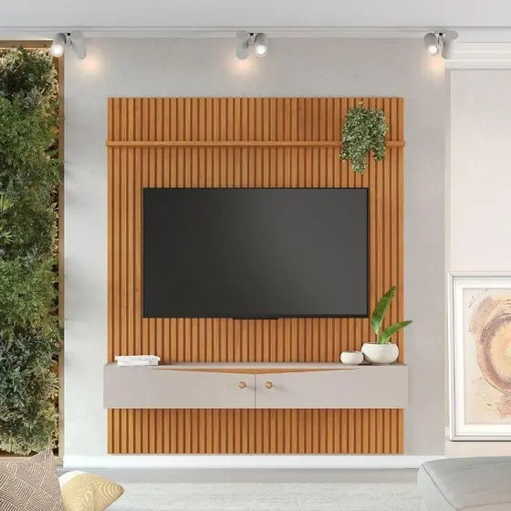 Painel para TV Ripado Riso com Nicho 65 Polegadas JCM Movelaria