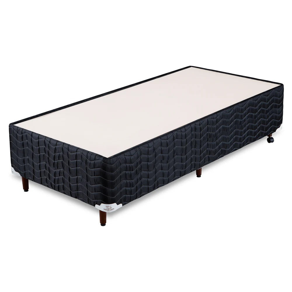 Base Box Alto Sommier Black Pés de Madeira Altura 32 cm
