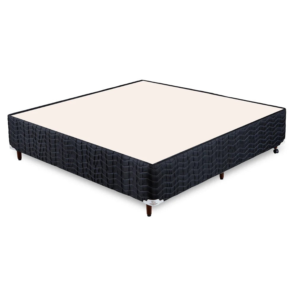 Base Box Alto Sommier Black Pés de Madeira Altura 32 cm