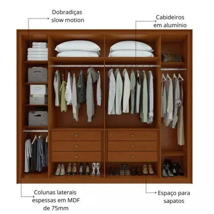 Guarda Roupa Casal 6 Portas 100% MDF Imperatore Lopas