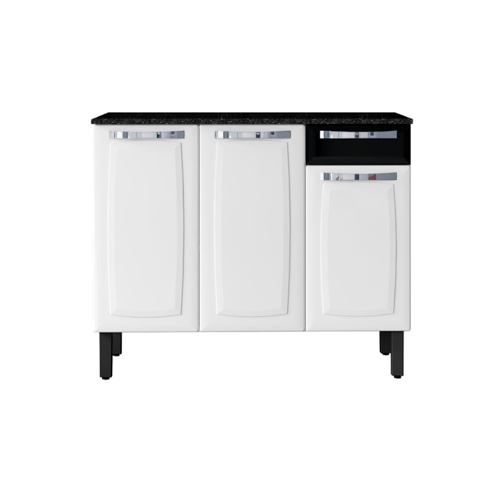 Balcão de Cozinha com Tampo Itatiaia Aço - 3 Portas 1 Gaveta Rose