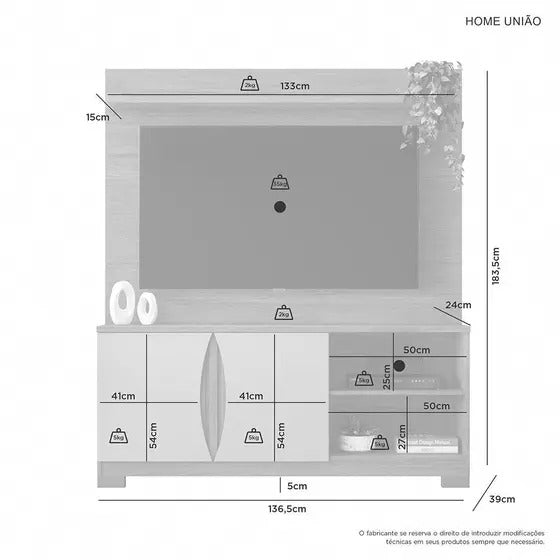 Home União Para Tv Até 56" JCM Movelaria