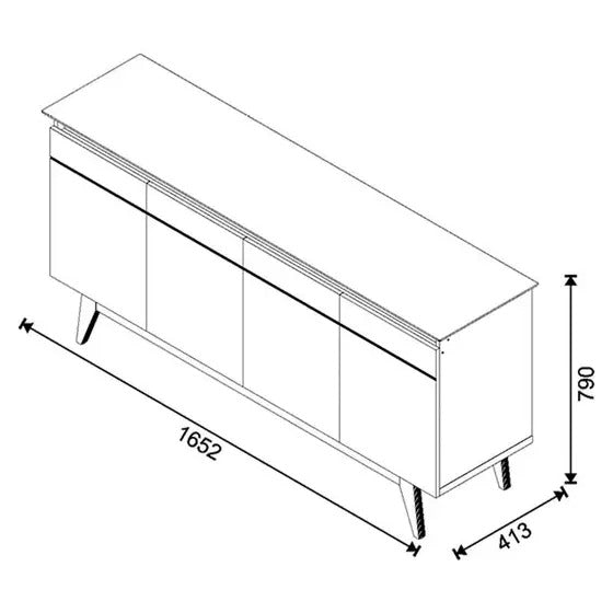 Aparador para Sala Buffet Classic 1.6 Off White Nature - Imcal