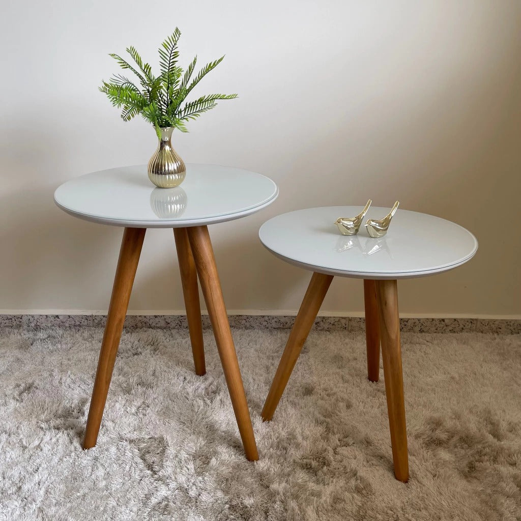 Mesa Pé Palito Laqueada Vidro Off