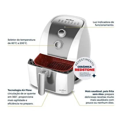Air Fryer Britânia 5,5L Antiaderente Redstone 1500W BAF52