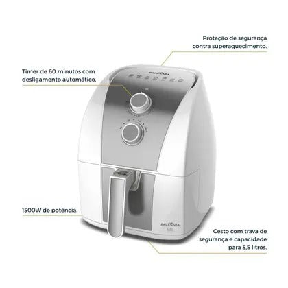 Air Fryer Britânia 5,5L Antiaderente Redstone 1500W BAF52