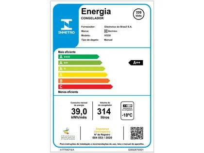 Freezer Horizontal Electrolux Cycle Defrost 314L Inverter Uma Porta HI330