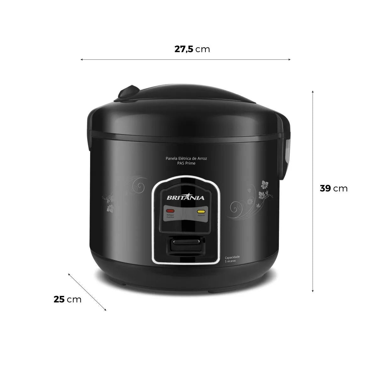 Panela Elétrica de Arroz Britânia Prime Preta 5 Xícaras PA5