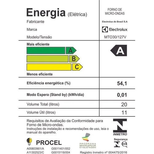Micro-ondas Electrolux 20L Branco MTO30
